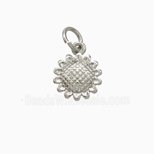 Copper Sunflower Pendant Platinum Plated