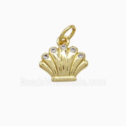Copper Scallop Shell Pendant Pave Zirconia Gold Plated