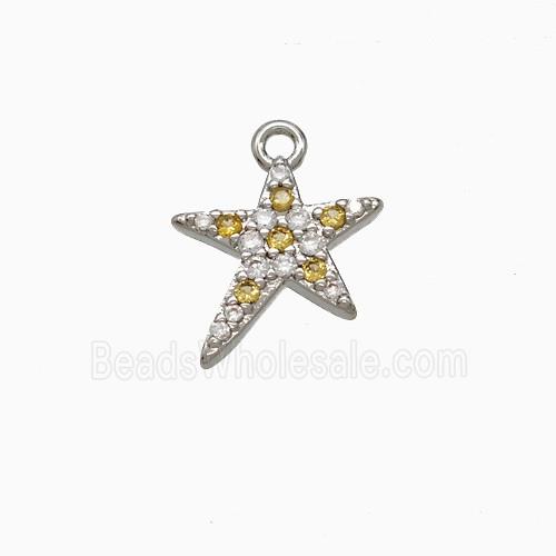 Copper Star Pendant Pave Zirconia Platinum Plated