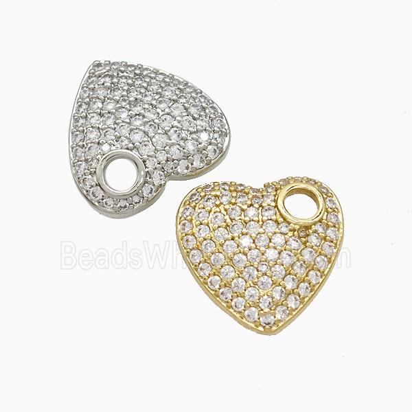 Copper Heart Pendant Micropave Zirconia Mixed