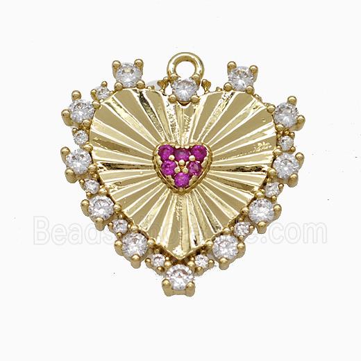 Copper Heart Pendant Micropave Zirconia Gold Plated