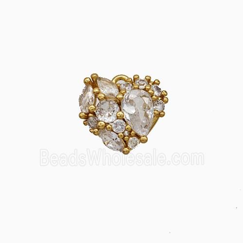 Copper Heart Pendant Micropave Zirconia Gold Plated