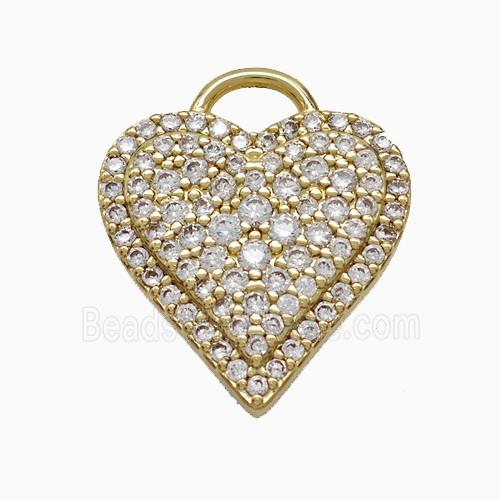 Copper Heart Pendant Pave Zirconia Gold Plated
