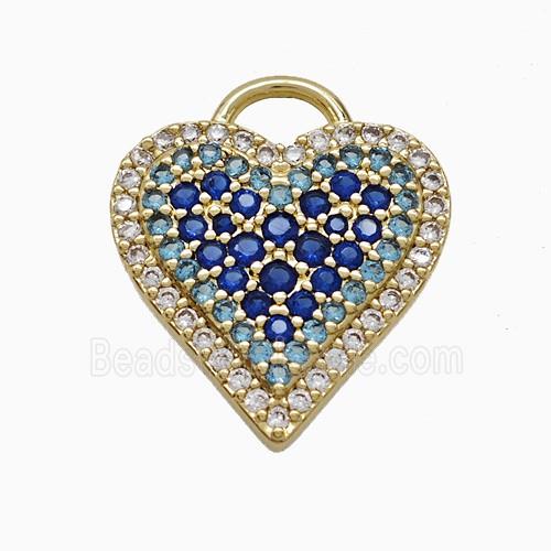 Copper Heart Pendant Pave Zirconia Gold Plated