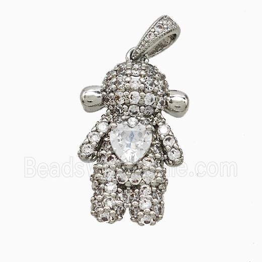 Copper Girls Pendant Pave Zirconia Crystal Glass Kids Platinum Plated