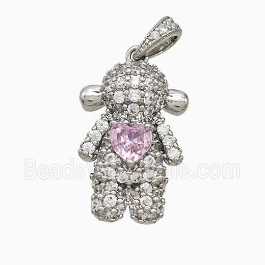 Copper Girls Pendant Pave Zirconia Crystal Glass Kids Platinum Plated