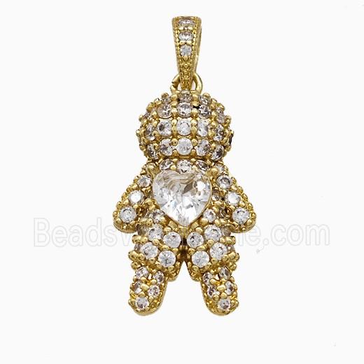 Copper Boy Pendant Pave Zirconia Crystal Glass Kids Gold Plated