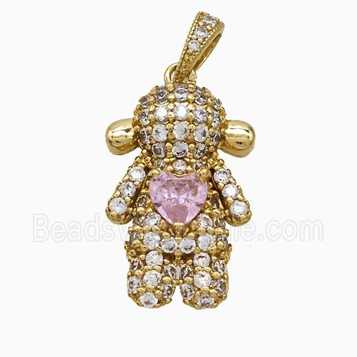 Copper Girls Pendant Pave Zirconia Crystal Glass Kids Gold Plated