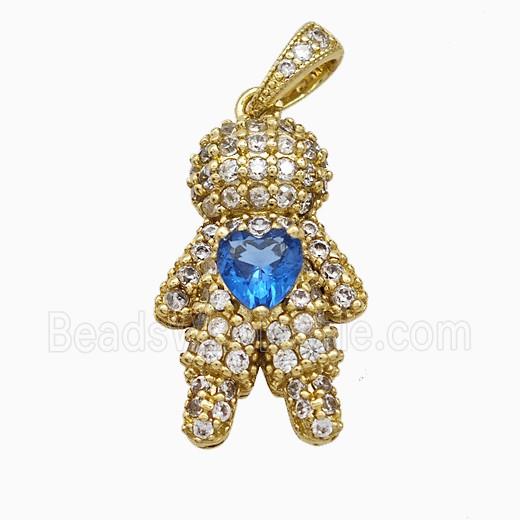 Copper Boy Pendant Pave Zirconia Crystal Glass Kids Gold Plated