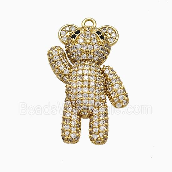 Copper Bear Pendant Pave Zirconia Gold Plated