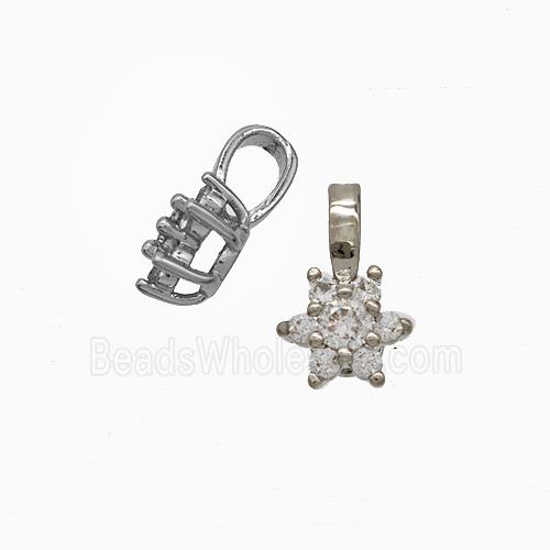 Copper Flower Pendant Pave Crystal Glass Platinum Plated