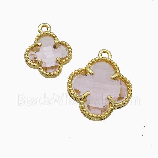 Copper Clover Pendant Pave Crystal Glass Gold Plated