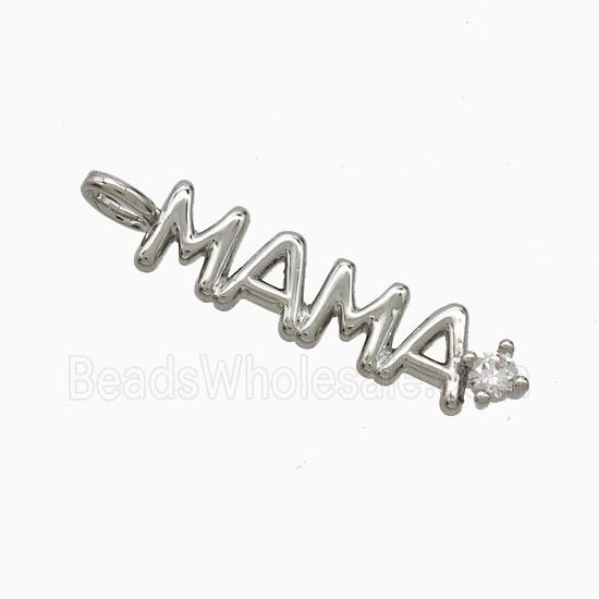 Copper MAMA Pendant Pave Zirconia Platinum Plated