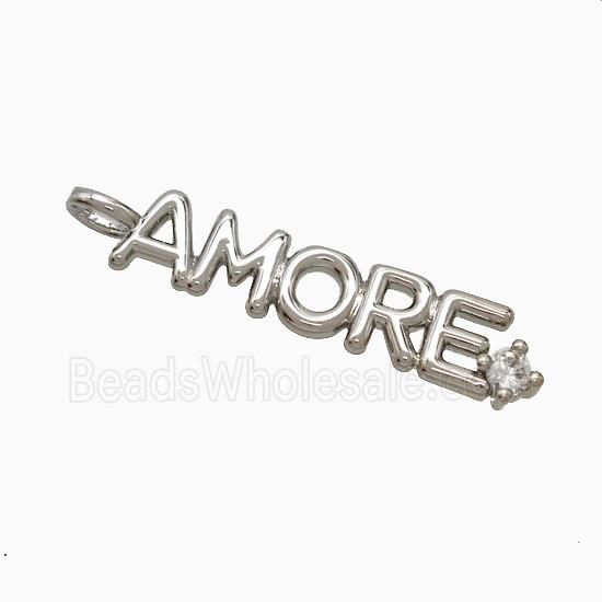 Copper AMORE Pendant Pave Zirconia Platinum Plated