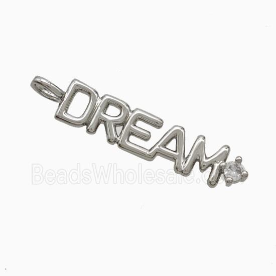 Copper DREAM Pendant Pave Zirconia Platinum Plated