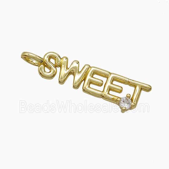 Copper SWEET Pendant Pave Zirconia Gold Plated