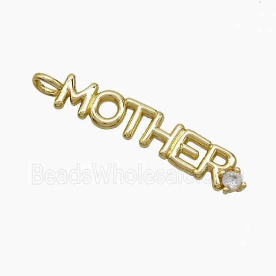 Copper MOTHER Pendant Pave Zirconia Gold Plated