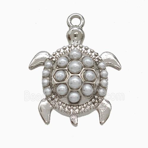 Copper Tortoise Pendant Pave Resin Platinum Plated