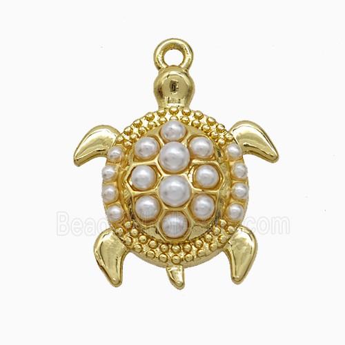 Copper Tortoise Pendant Pave Resin Gold Plated