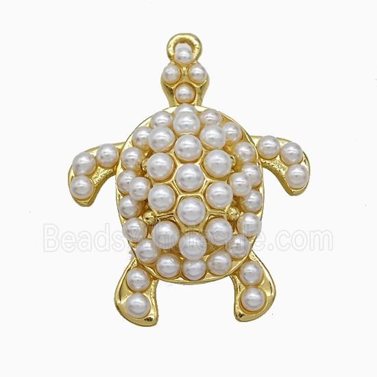 Copper Tortoise Pendant Pave Resin Gold Plated