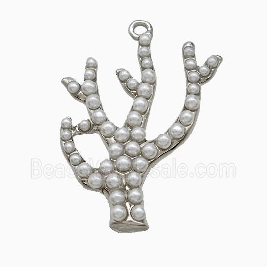 Copper Antlers Pendant Pave Resin Platinum Plated