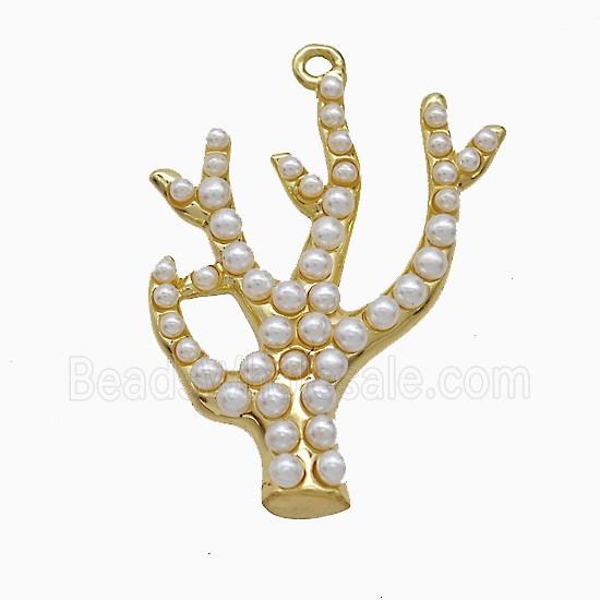 Copper Antlers Pendant Pave Resin Gold Plated