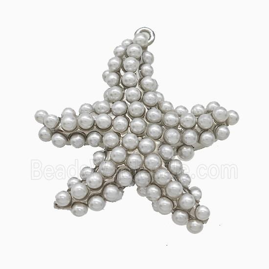Copper Starfish Pendant Pave Resin Platinum Plated