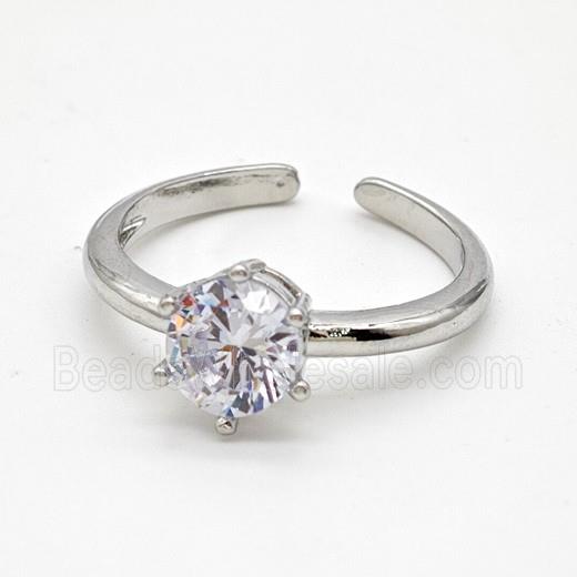 Copper Rings Pave Crystal Glass Platinum Plated