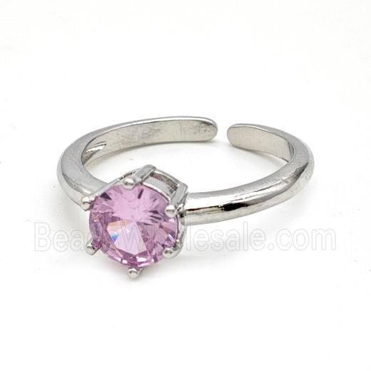 Copper Ring Pave Zircon Bead, Platinum Plated