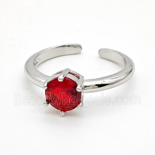 Copper Ring Pave Crystal Glass Bead, Platinum Plated