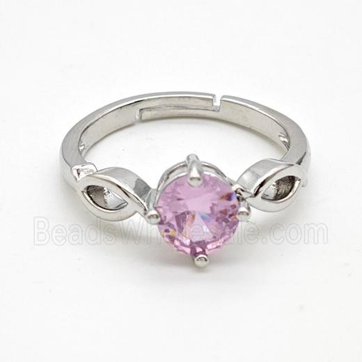 Copper Ring Pave Zircon Bead, Platinum Plated