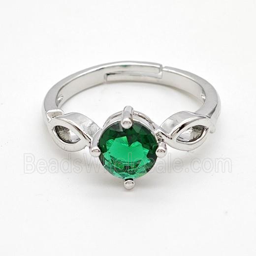 Copper Ring Pave Zircon Bead, Platinum Plated