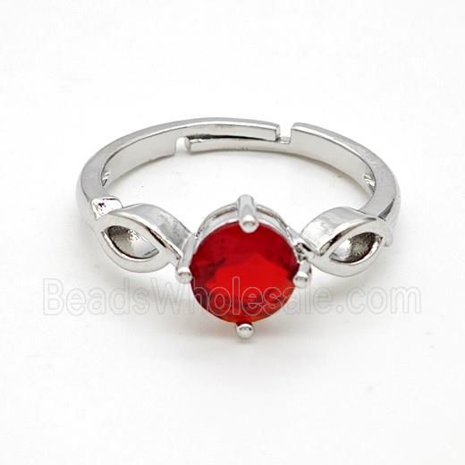 Copper Ring Pave Zircon Bead, Platinum Plated