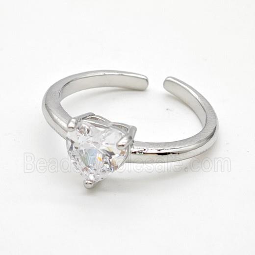 Copper Ring Pave Zircon Bead, Platinum Plated