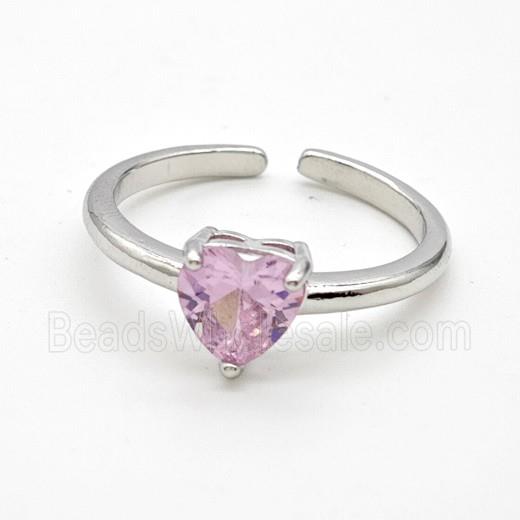 Copper Ring Pave Zircon Bead, Platinum Plated
