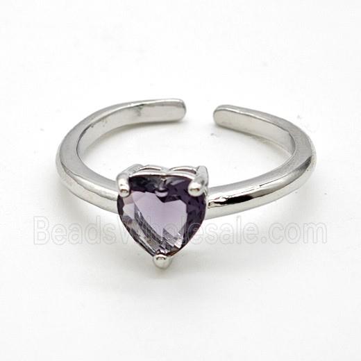 Copper Ring Pave Zircon Bead, Platinum Plated