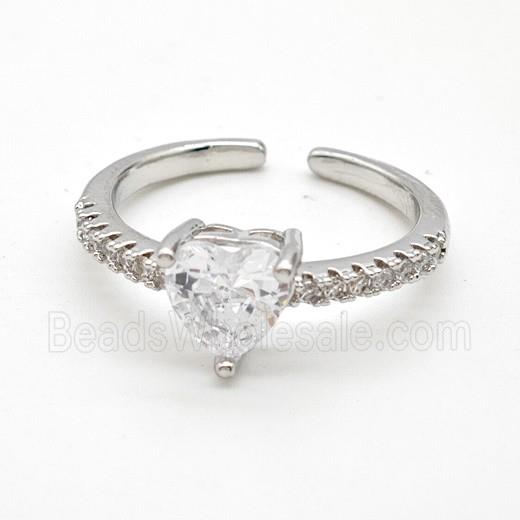 Copper Ring Pave Zircon Bead, Platinum Plated