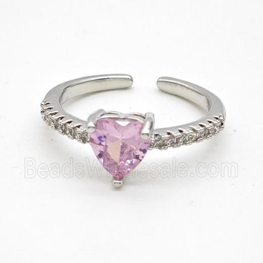 Copper Ring Pave Zircon Bead, Platinum Plated