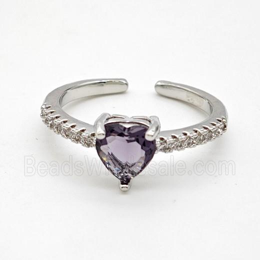 Copper Ring Pave Zircon Bead, Platinum Plated