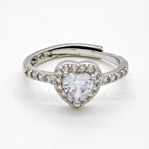 Copper Ring Pave Zircon Bead, Platinum Plated