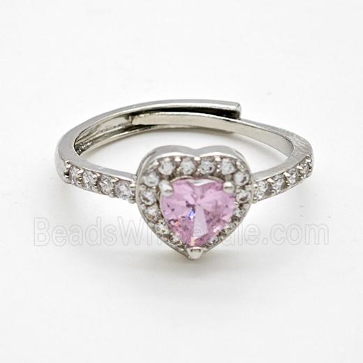 Copper Ring Pave Zircon Bead, Platinum Plated
