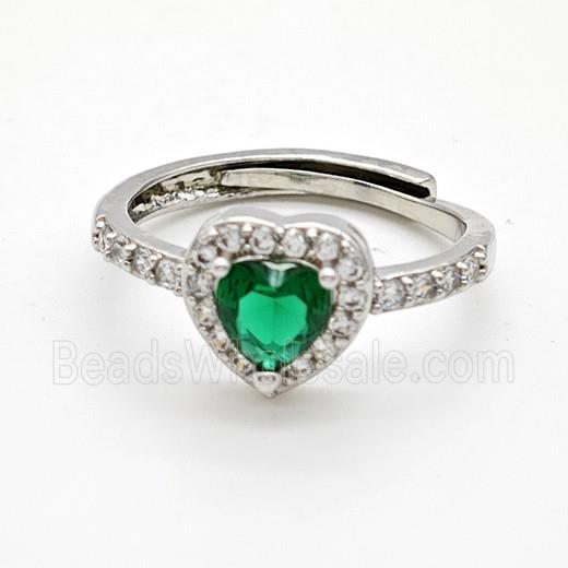 Copper Ring Pave Zircon Bead, Platinum Plated