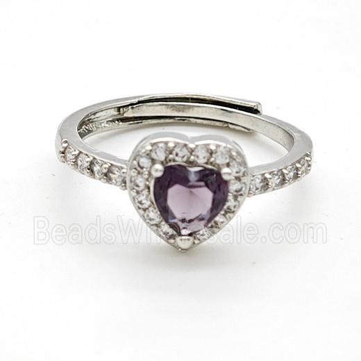 Copper Ring Pave Zircon Bead, Platinum Plated