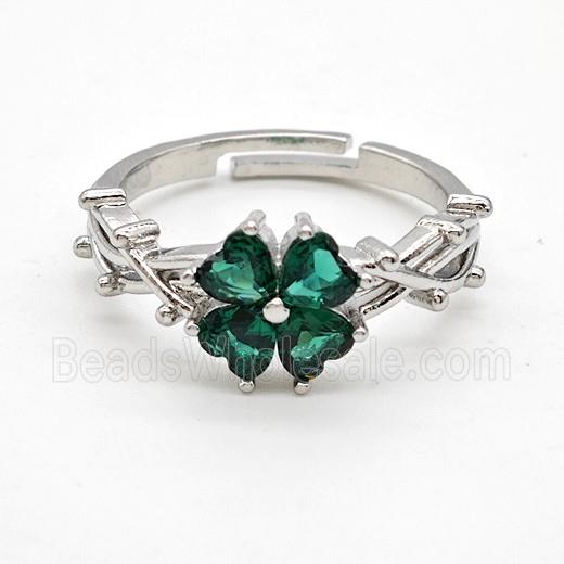 Copper Ring Pave Zircon Bead, Platinum Plated
