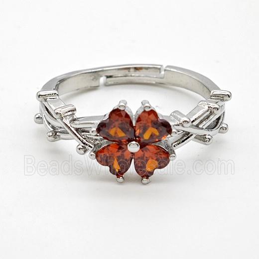 Copper Ring Pave Zircon Bead, Platinum Plated
