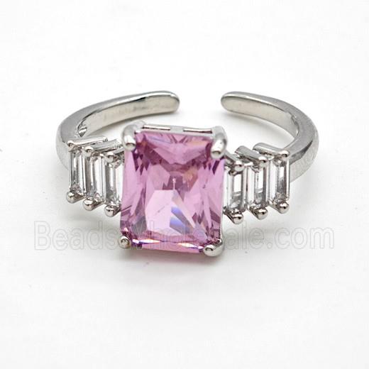 Copper Ring Pave Zircon Bead, Platinum Plated