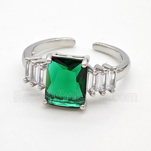 Copper Ring Pave Zircon Bead, Platinum Plated