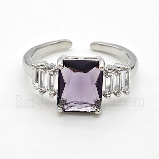 Copper Ring Pave Zircon Bead, Platinum Plated