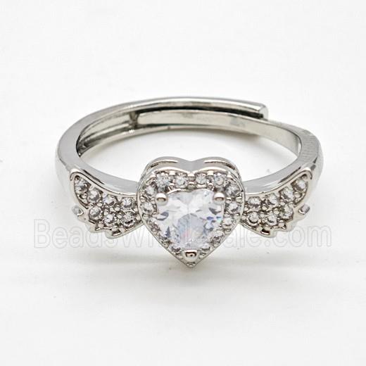 Copper Ring Pave Zircon Bead, Platinum Plated
