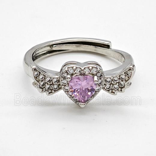 Copper Ring Pave Zircon Bead, Platinum Plated